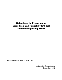 Guidelines for Preparing an Error-Free Call Report