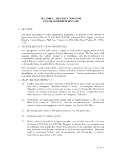 TECHNICAL SPECIFICATIONS FOR LIQUID AMMONIUM SULFATE