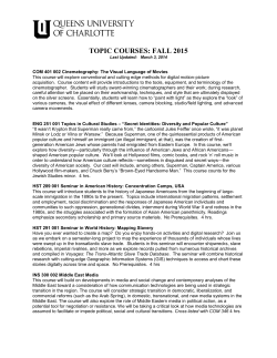 TOPIC COURSES: FALL 2015