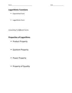 Logarithmic Functions Properties of Logarithms ▪ Product Property