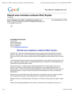 Detroit area ministers endorse Rick Snyder