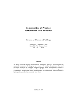 Communities of Practice: Performance and Evolution