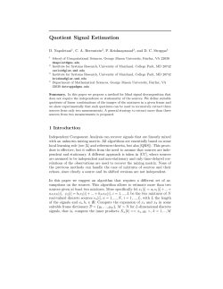 Quotient Signal Estimation - Institute for Systems Research