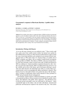 Government`s response to Hurricane Katrina: A