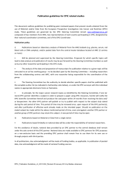 Publication guidelines for EPIC related studies