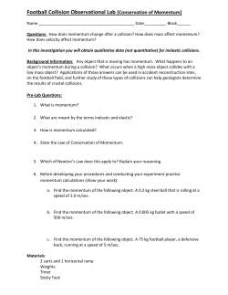 Football Collision Observational Lab [Conservation of Momentum]