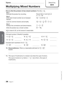 8-4 Multiplying Mixed Numbers