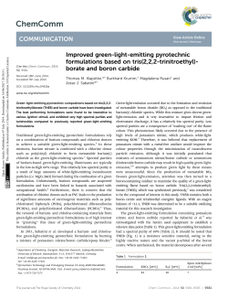 Improved green-light-emitting pyrotechnic formulations based on tris