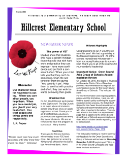 November 15 Newsletter - Hillcrest Elementary School