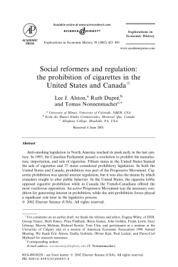 Social reformers and regulation: the prohibition of cigarettes in the