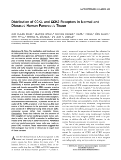 Distribution of CCK1 and CCK2 Receptors in Normal and Diseased