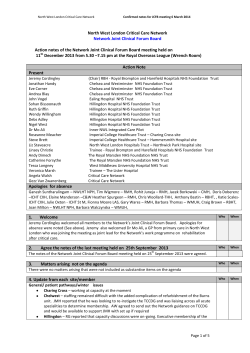 Action notes - North West London Critical Care Network