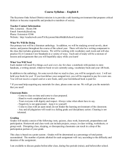 8th Grade ELA-Syllabus - Keystone Oaks School District