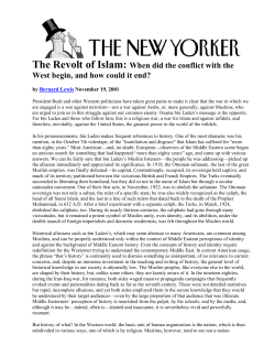 The Revolt of Islam: When did the conflict with the West begin, and