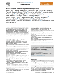 A new system for naming ribosomal proteins