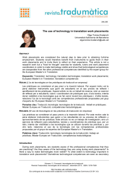 The use of technology in translation work placements