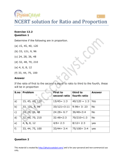 NCERT solution for Ratio and Proportion