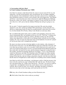 A Conversation with Jerry Reed by Frank Goodman (Puremusic.com