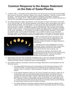 Common Response to the Aleppo Statement on the Date of Easter