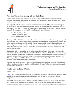 Technology Appropriate Use Guidelines Eugene School District 4J