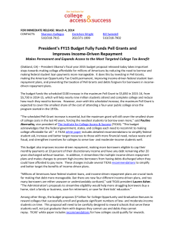 President`s FY15 Budget Fully Funds Pell Grants and Improves