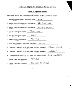 This page begins the Grammar Review section^ Parts of Speech