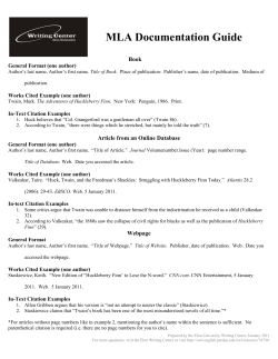 MLA Documentation Guide
