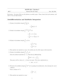 Antidifferentiation and Indefinite Integration