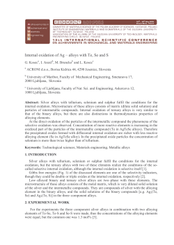Internal oxidation of Ag &ndash; alloys with Te, Se and S