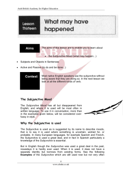 The Subjunctive Mood