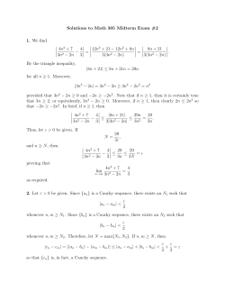 Solutions to Math 305 Midterm Exam #2 1. We find \ \ \ \ 4n2 + 7 3n2