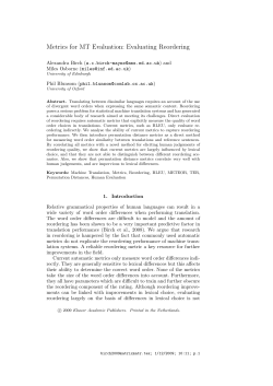 Metrics for MT Evaluation: Evaluating Reordering