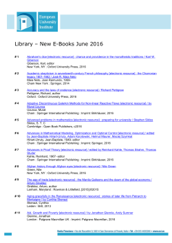 New E-Books July/August 2016 - European University Institute