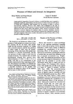 Presence of Others and Arousal: An Integration