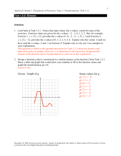 Given: Graph of g Some values for g g( -2 ) = -2 g(