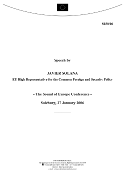 Speech by JAVIER SOLANA - The Sound of Europe Conference