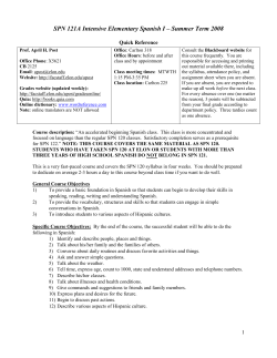 SPN121: Elementary Spanish I - Elon University