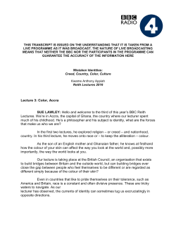 Lecture 3: Color, Accra SUE LAWLEY: Hello and welcome to the