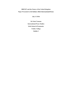 BREXIT and the Future of the United Kingdom Paper Presented to