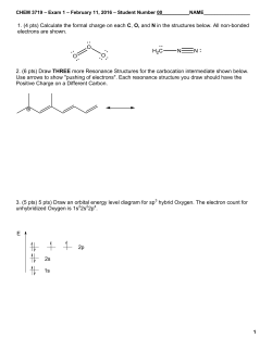 1. (4 pts) Calculate the formal charge on each C, O, and N in the