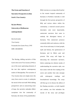 The Form and Function of Narrative Perspective in Kim Scott`s True