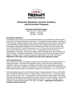 2017 Elementary and Middle School Summer Course Descriptions