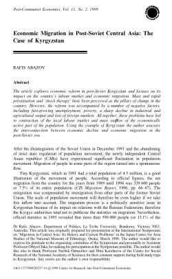 Economic Migration in Post-Soviet Central Asia: The Case of