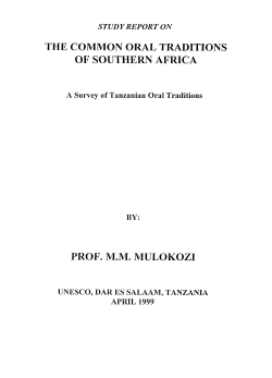 a survey of Tanzanian oral traditions - UNESDOC