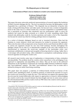 Plato`s Ion in relation to creative arts research metrics