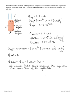 A cylinder of radius R = 0.2 m and height h = 1.5 m is placed in a