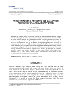 Product Meaning, Affective Use Evaluation and Transfer: A