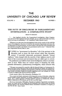 The Duty of Disclosure in Parliamentary Investigation