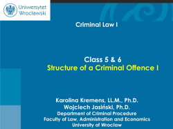 Lecture STRUCTURE OF A CRIMINAL OFFENCE I