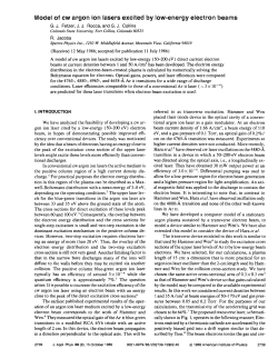 Mode` of cw argon ion lasers excited by low